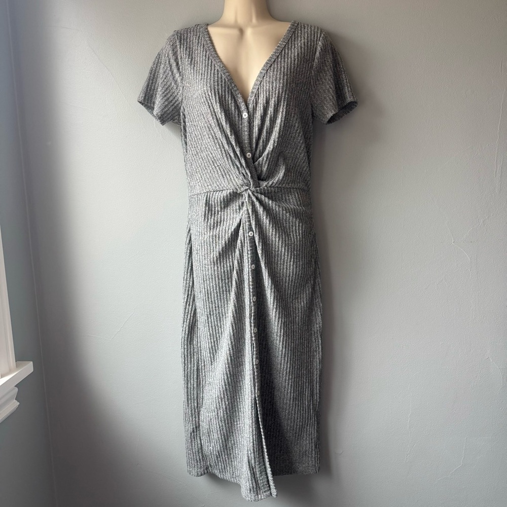 Venus Ruched Twist Waist Ribbed Dress